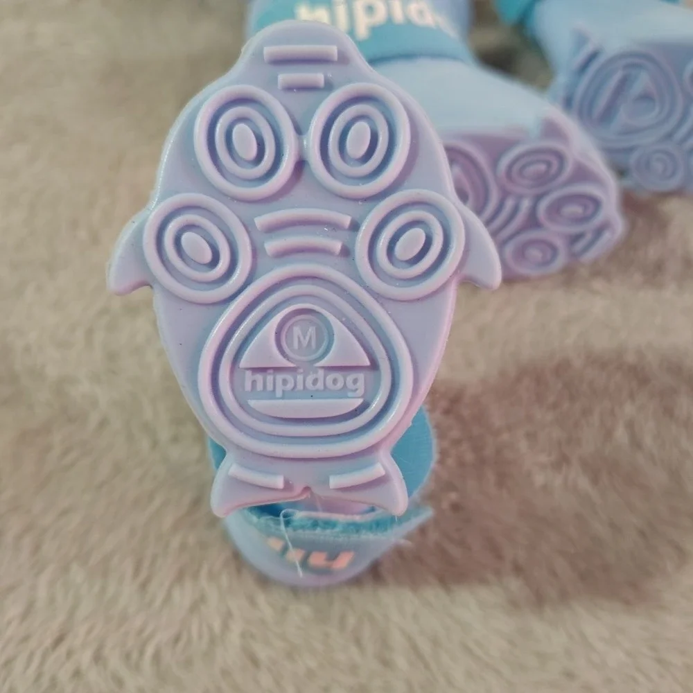 Hipidog Rain or Shine  Silicone Dog Boots Waterproof Hot Pavement‎ Small Blue